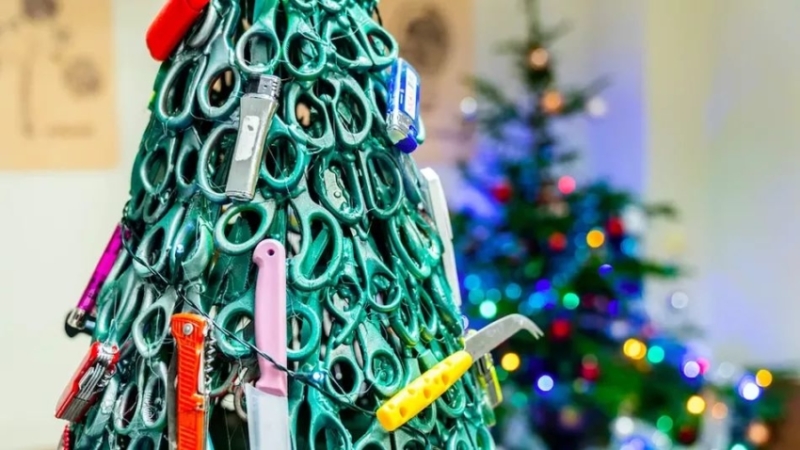 Lithuanian Airport Built Christmas Tree out of Confiscated Items from Passengers