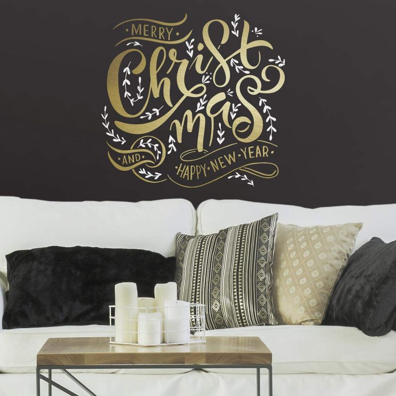 Merry Christmas quote wall decal with metallic ink