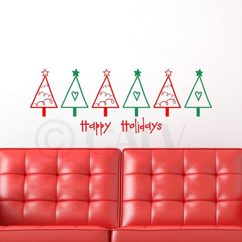 multi color Christmas tree wall decals