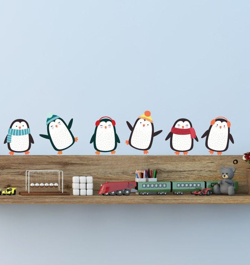 Penguin Christmas wall decals