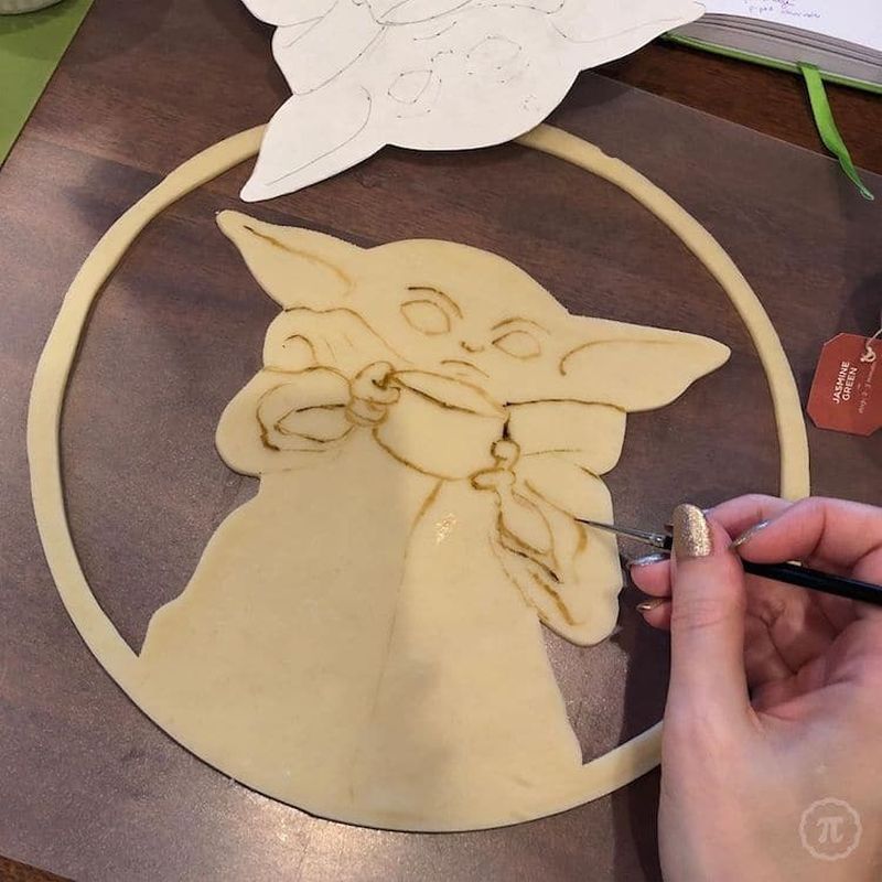 Self-Taught Baker Made Adorable Baby Yoda Pie for Holiday Season