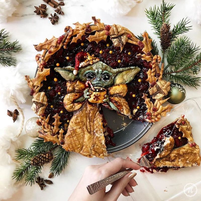 Self-Taught Baker Made Adorable Baby Yoda Pie for Holiday Season