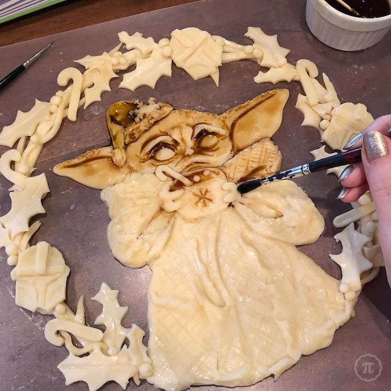 Self-Taught Baker Made Adorable Baby Yoda Pie for Holiday Season