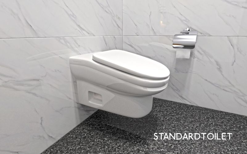 Sloped Surface of StandardToilet to Minimize Bathroom Breaks and Increase Productivity