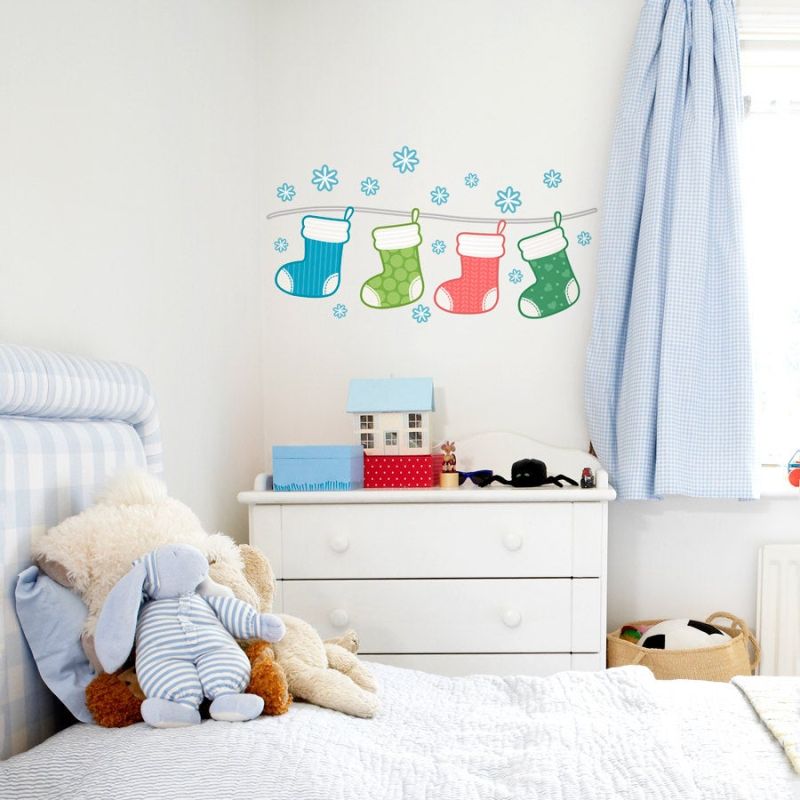 colorful stockings Christmas wall decals
