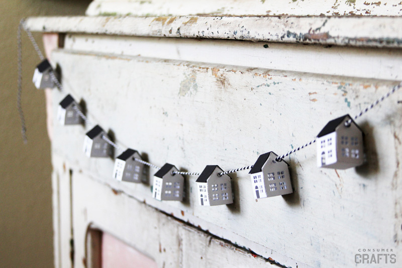 DIY paper house Christmas garland