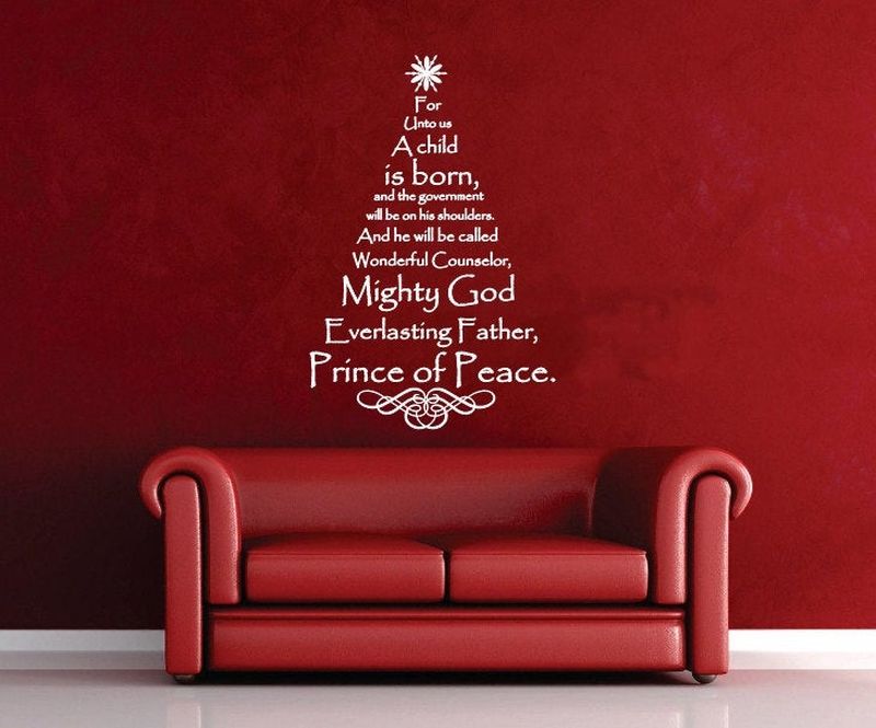 scripture Christmas tree wall decal