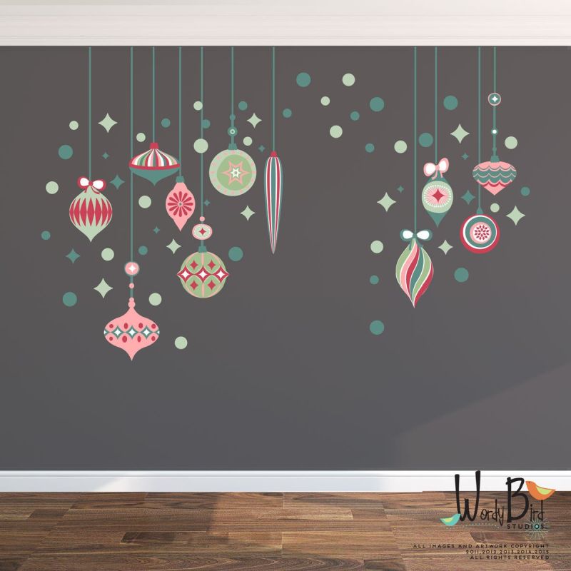 vintage style, Christmas ornaments wall decals