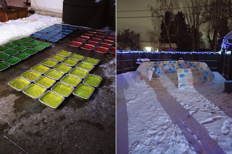 Edmonton Dad Builds Life-Sized Ice Igloo in His Backyard 