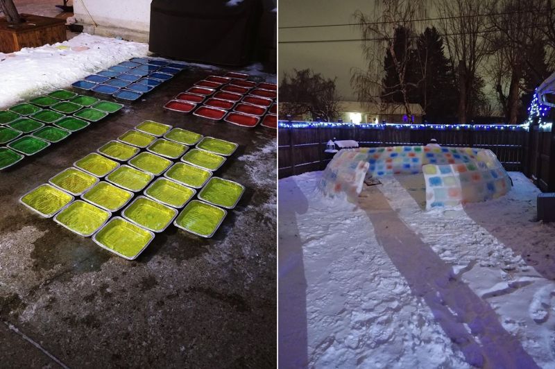 Edmonton Dad Builds Life-Sized Ice Igloo in His Backyard