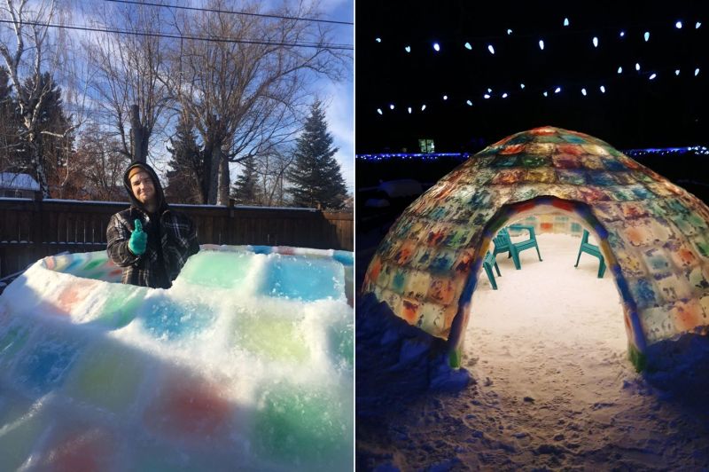 Edmonton Dad Builds Life-Sized Ice Igloo in His Backyard