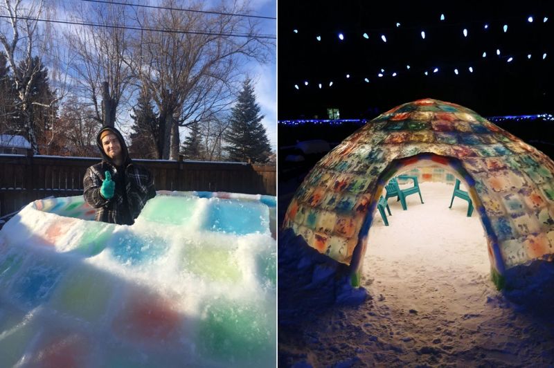 Edmonton Dad Builds Life-Sized Ice Igloo in His Backyard 