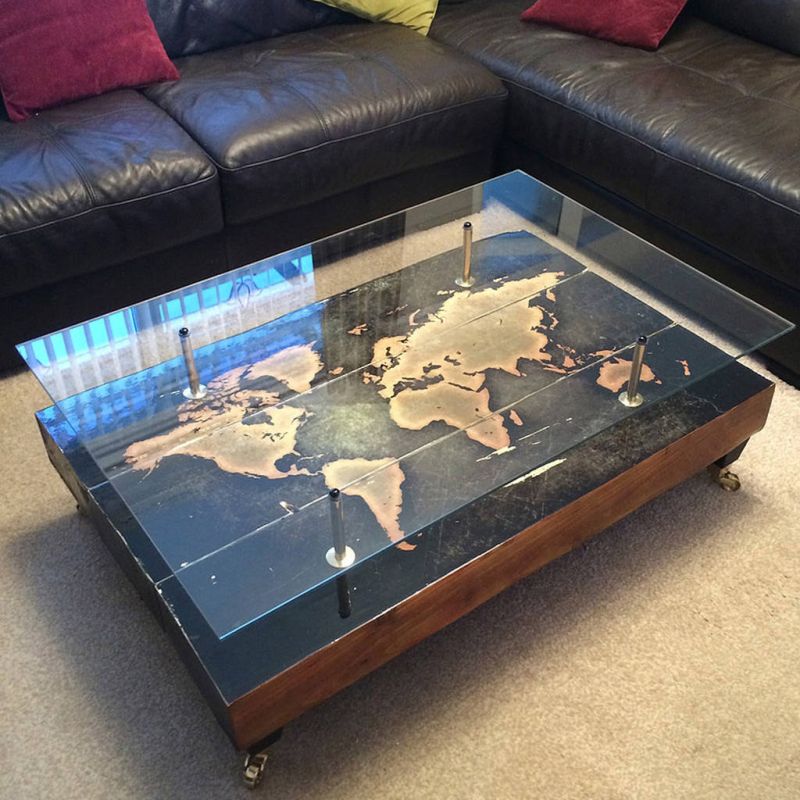 Take Home this Vintage World Map Coffee Table for $1k