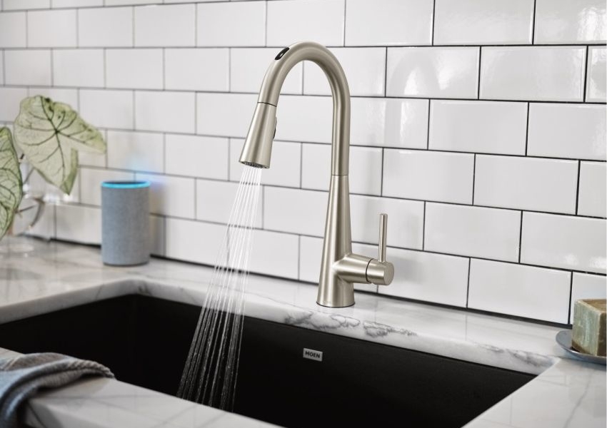 U By Moen Smart Faucet Dispenses Water On Voice Command Or Via App
