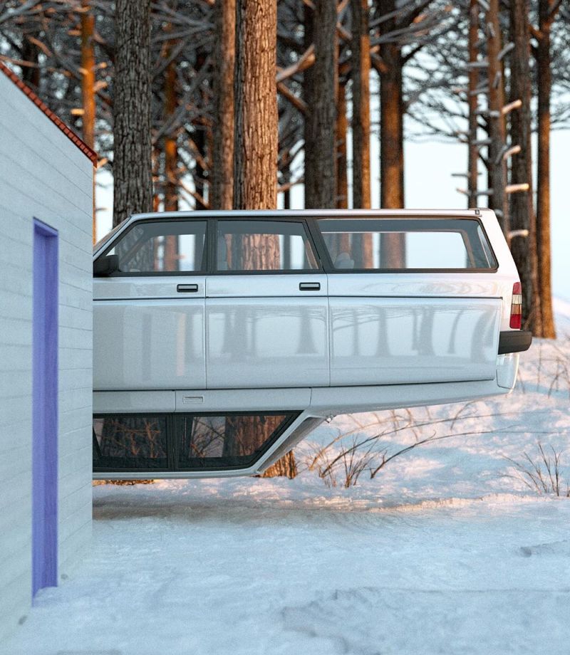 Chris Labrooy’s Latest Artwork Combines Winter Cabin with Volvo 240