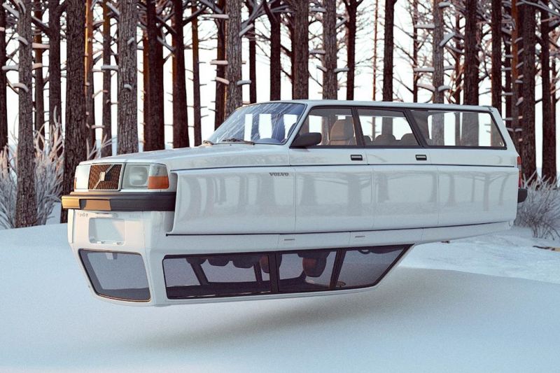 Chris Labrooy’s Latest Artwork Combines Winter Cabin with Volvo 240
