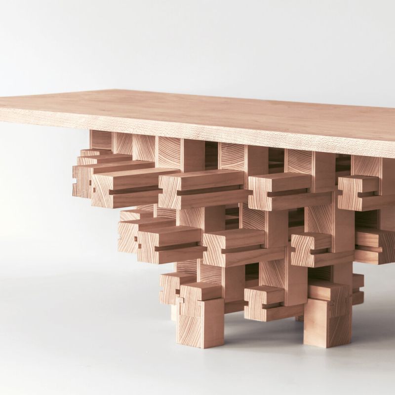 Grid Table by Mian Wei Assembles Without Screws