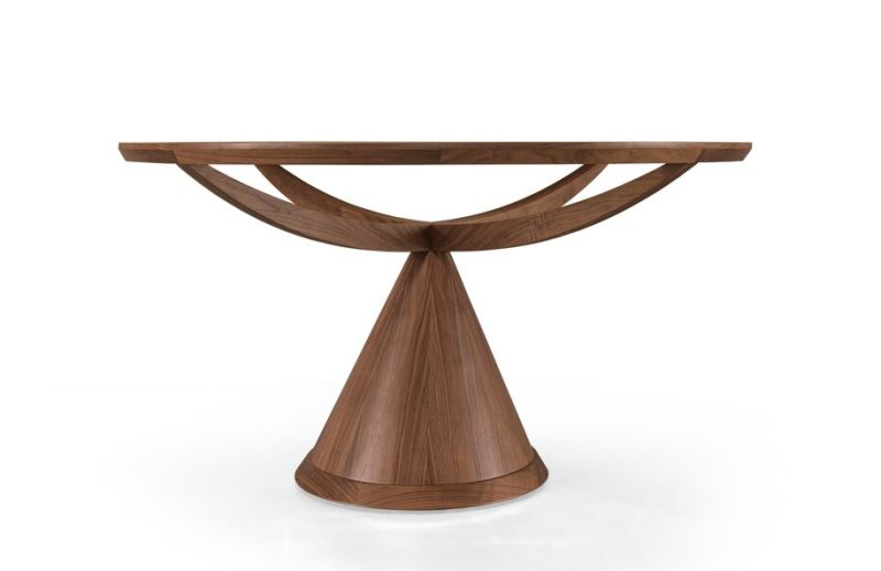 Vasco Table by Wewood Boasts Round Shape and Conical Pedestal Base