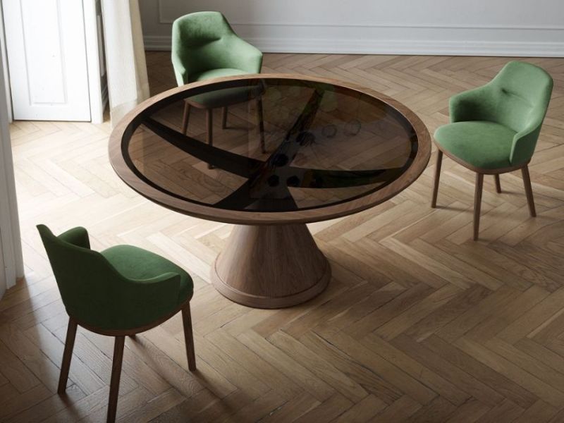 Vasco Table by Wewood Boasts Round Shape and Conical Pedestal Base