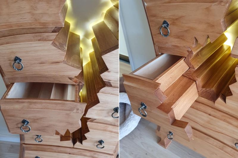 Woodworker Makes One-of-a-Kind Dressers that Appear to be Cracked 